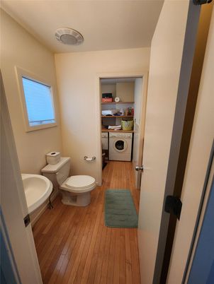 Bathroom, Interior, Washer, Wood Texture Flooring