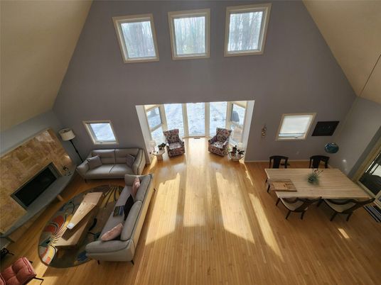 Dining room, Fireplace, Interior, Living room, Wood Texture Flooring