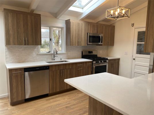 Interior, Kitchen, Stainless Steel Appliances, Wood Texture Flooring