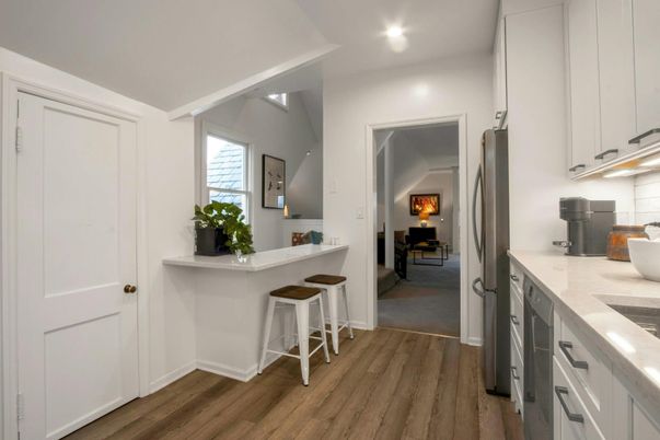 Interior, Kitchen, Recessed Lighting, Wood Texture Flooring