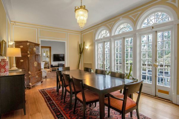 Chandelier, Dining room, Interior, Wood Texture Flooring