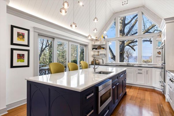 Interior, Kitchen, Pendant Lights, Wood Texture Flooring