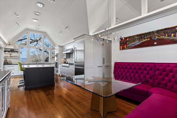Interior, Kitchen, Pendant Lights, Stainless Steel Appliances, Wood Texture Flooring