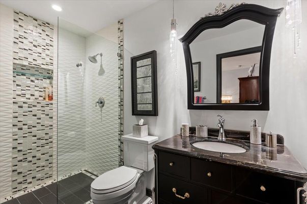 Bathroom, Glass Shower, Interior, Pendant Lights, Recessed Lighting
