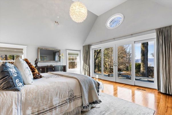 Bedroom, Interior, Pendant Lights, Wood Texture Flooring