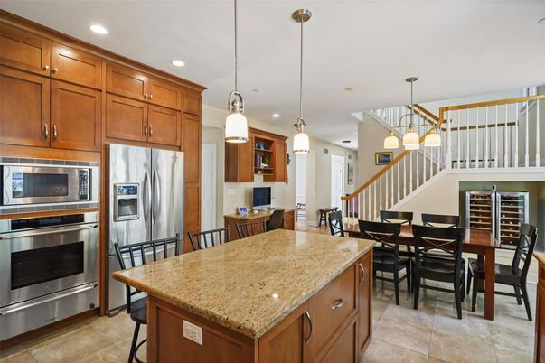 Dining room, Interior, Kitchen, Pendant Lights, Recessed Lighting, Stainless Steel Appliances