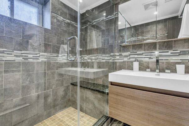 Bathroom, Glass Shower, Interior, Recessed Lighting