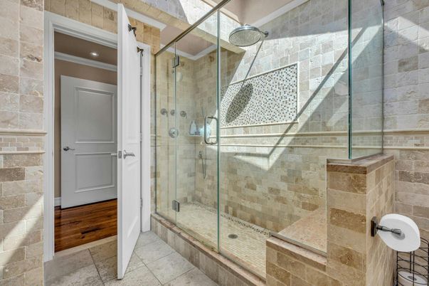Bathroom, Glass Shower, Interior, Stone Walls