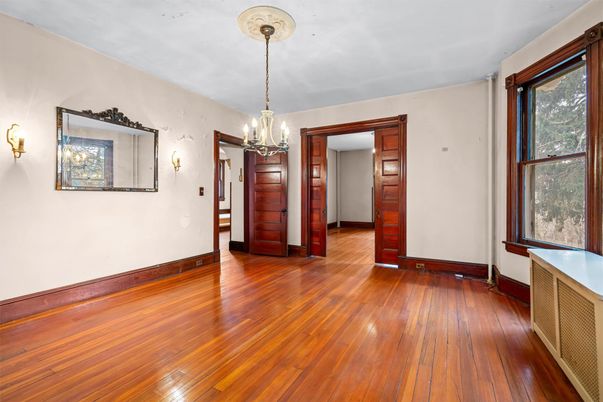 Empty room, Interior, Pendant Lights, Wood Texture Flooring
