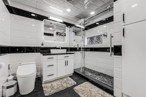 Bathroom, Glass Shower, Interior, Recessed Lighting