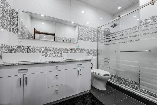 Bathroom, Glass Shower, Interior, Recessed Lighting