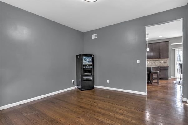 Empty room, Interior, Kitchen, Recessed Lighting, Wood Texture Flooring