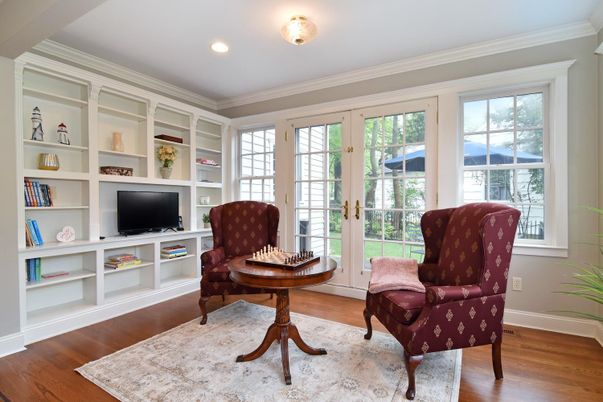 Home Office, Interior, Recessed Lighting, Wood Texture Flooring