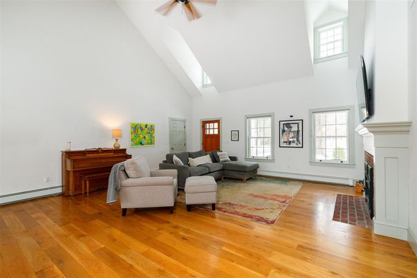 Fireplace, Interior, Living room, Piano, Wood Texture Flooring