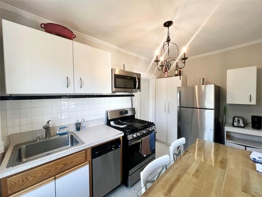Chandelier, Interior, Kitchen, Stainless Steel Appliances