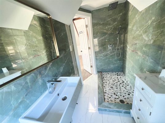 Bathroom, Glass Shower, Interior, Marble, Marble Walls