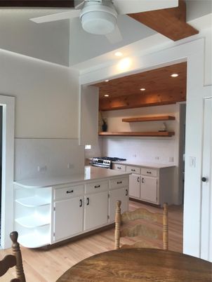 Interior, Kitchen, Recessed Lighting, Wood Texture Flooring