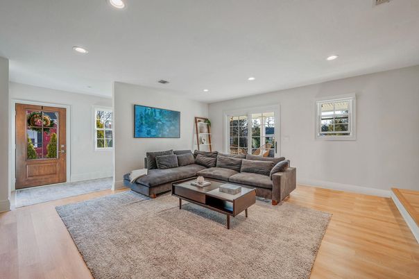 Interior, Living room, Recessed Lighting, Wood Texture Flooring