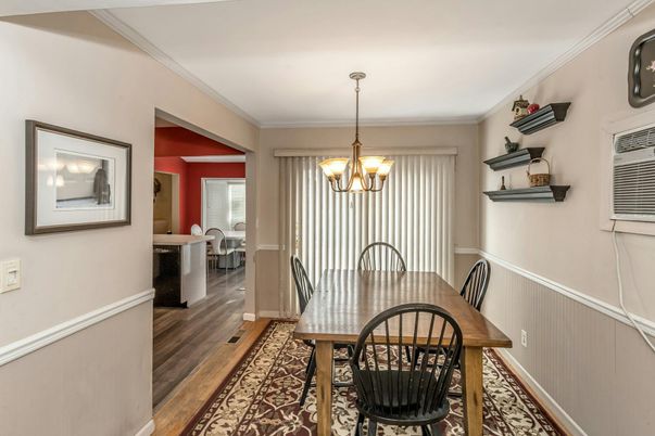 Chandelier, Dining room, Interior, Wood Texture Flooring