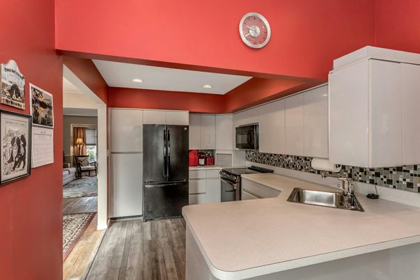 Interior, Kitchen, Recessed Lighting, Wood Texture Flooring