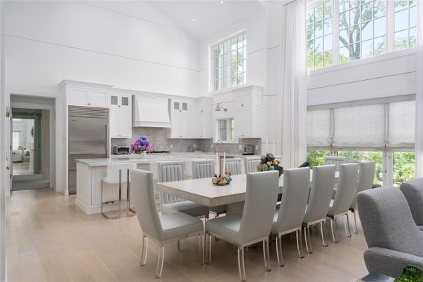 Dining room, Interior, Kitchen, Recessed Lighting, Stainless Steel Appliances, Wood Texture Flooring