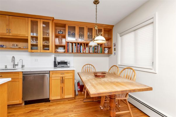 Dining room, Interior, Kitchen, Pendant Lights, Wood Texture Flooring