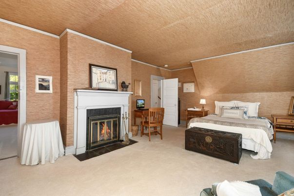 Bedroom, Fireplace, Interior