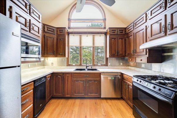 Interior, Kitchen, Stainless Steel Appliances, Wood Texture Flooring