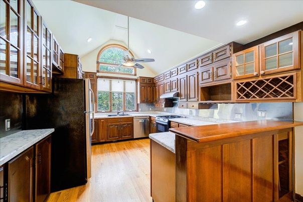 Interior, Kitchen, Recessed Lighting, Wood Texture Flooring