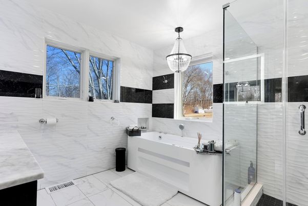 Bathroom, Glass Shower, Interior, Marble, Marble Walls