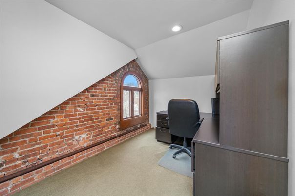 Home Office, Interior, Recessed Lighting, Stone Walls