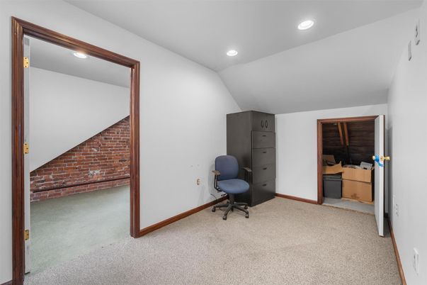 Home Office, Interior, Recessed Lighting, Stone Walls
