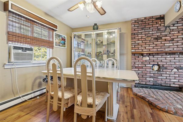 Dining room, Interior, Stone Walls, Wood Texture Flooring