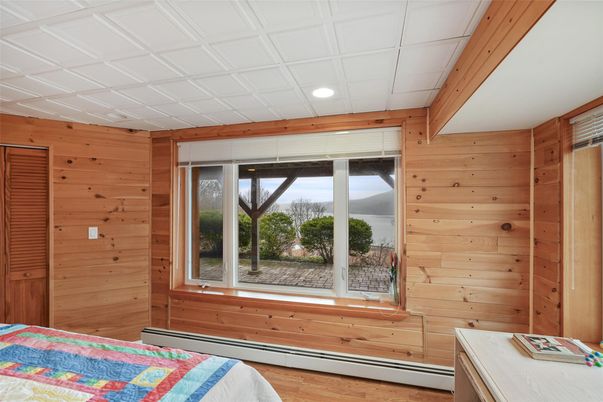 Bedroom, Interior, Recessed Lighting, Wood Texture Flooring, Wooden Walls