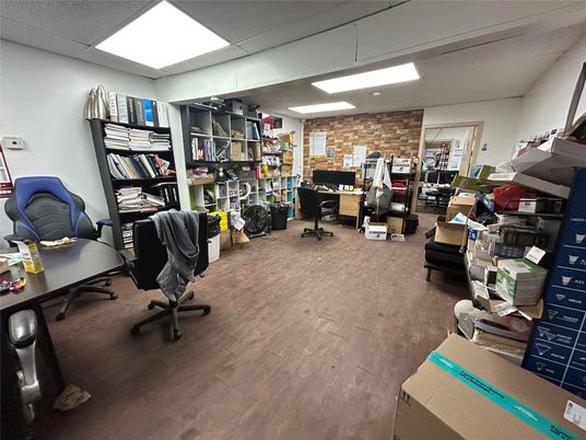 Home Office, Interior, Stone Walls, Wood Texture Flooring