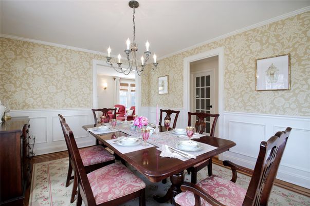 Chandelier, Dining room, Interior, Wood Texture Flooring