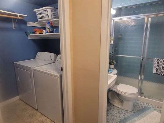 Bathroom, Glass Shower, Interior, Washer