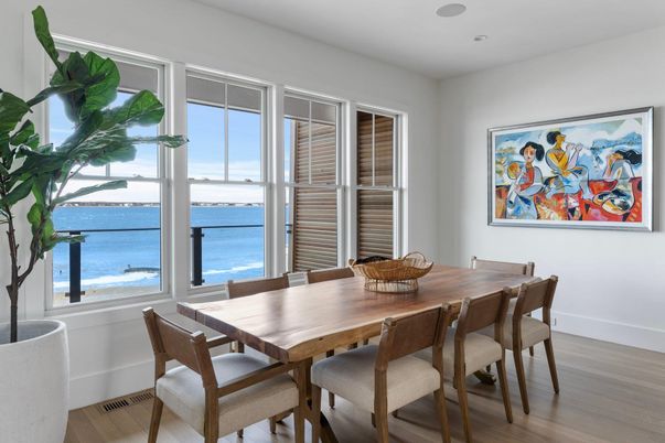 Dining room, Interior, Recessed Lighting, Water, Wood Texture Flooring