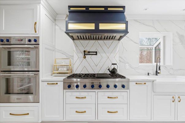 Interior, Kitchen, Marble Walls, Stainless Steel Appliances