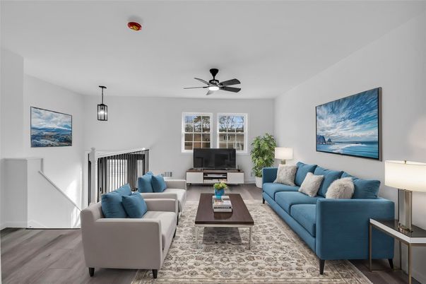 Interior, Living room, Pendant Lights, Wood Texture Flooring