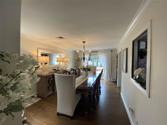 Chandelier, Dining room, Interior, Wood Texture Flooring
