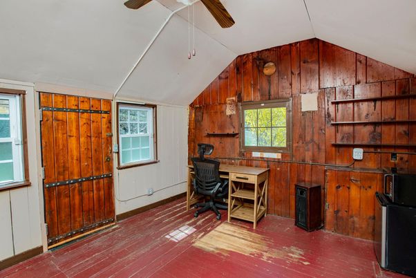 Home Office, Interior, Wood Texture Flooring, Wooden Walls