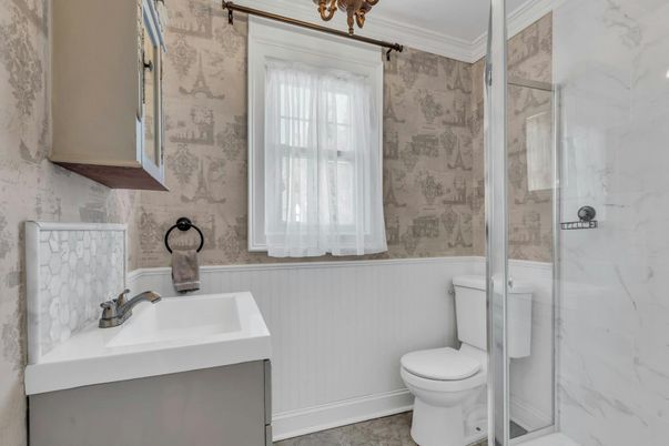 Bathroom, Glass Shower, Interior, Marble Walls