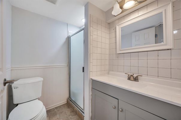 Bathroom, Glass Shower, Interior, Recessed Lighting