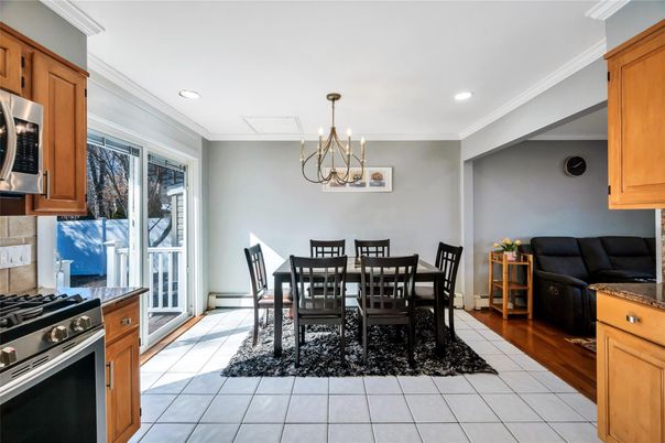 Chandelier, Dining room, Interior, Kitchen, Recessed Lighting, Wood Texture Flooring