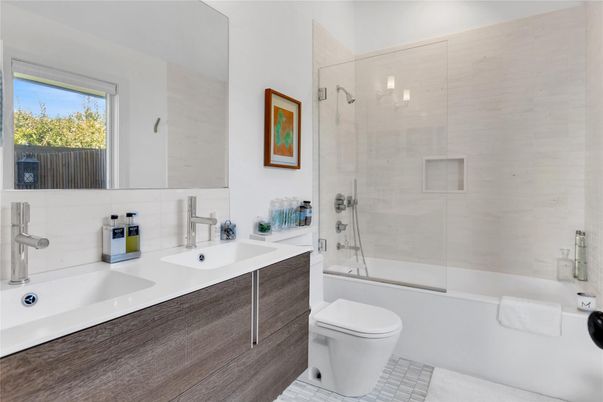 Bathroom, Dual Sink Vanities, Glass Shower, Interior