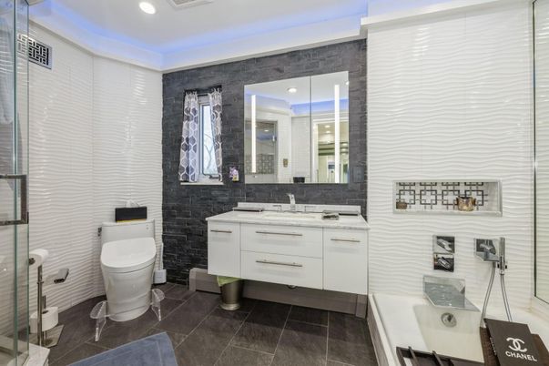 Bathroom, Dual Sink Vanities, Glass Shower, Interior, Recessed Lighting