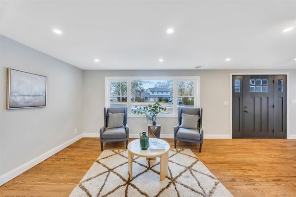 Interior, Living room, Recessed Lighting, Wood Texture Flooring
