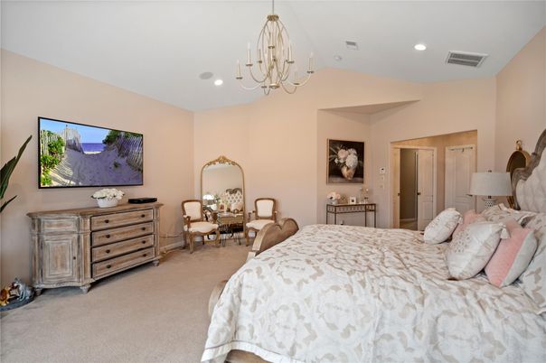 Bedroom, Chandelier, Home Office, Interior, Recessed Lighting