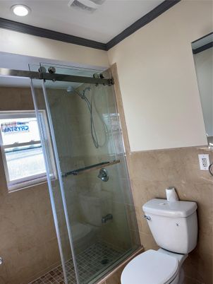 Bathroom, Glass Shower, Interior, Recessed Lighting